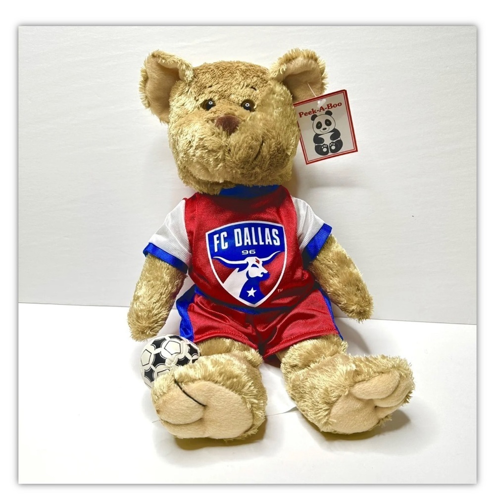 New 2007 Peek A Boo MLS FC Dallas 96 Soccer Plush Stuffed Bear Toy Tag Attached - Picture 1 of 7